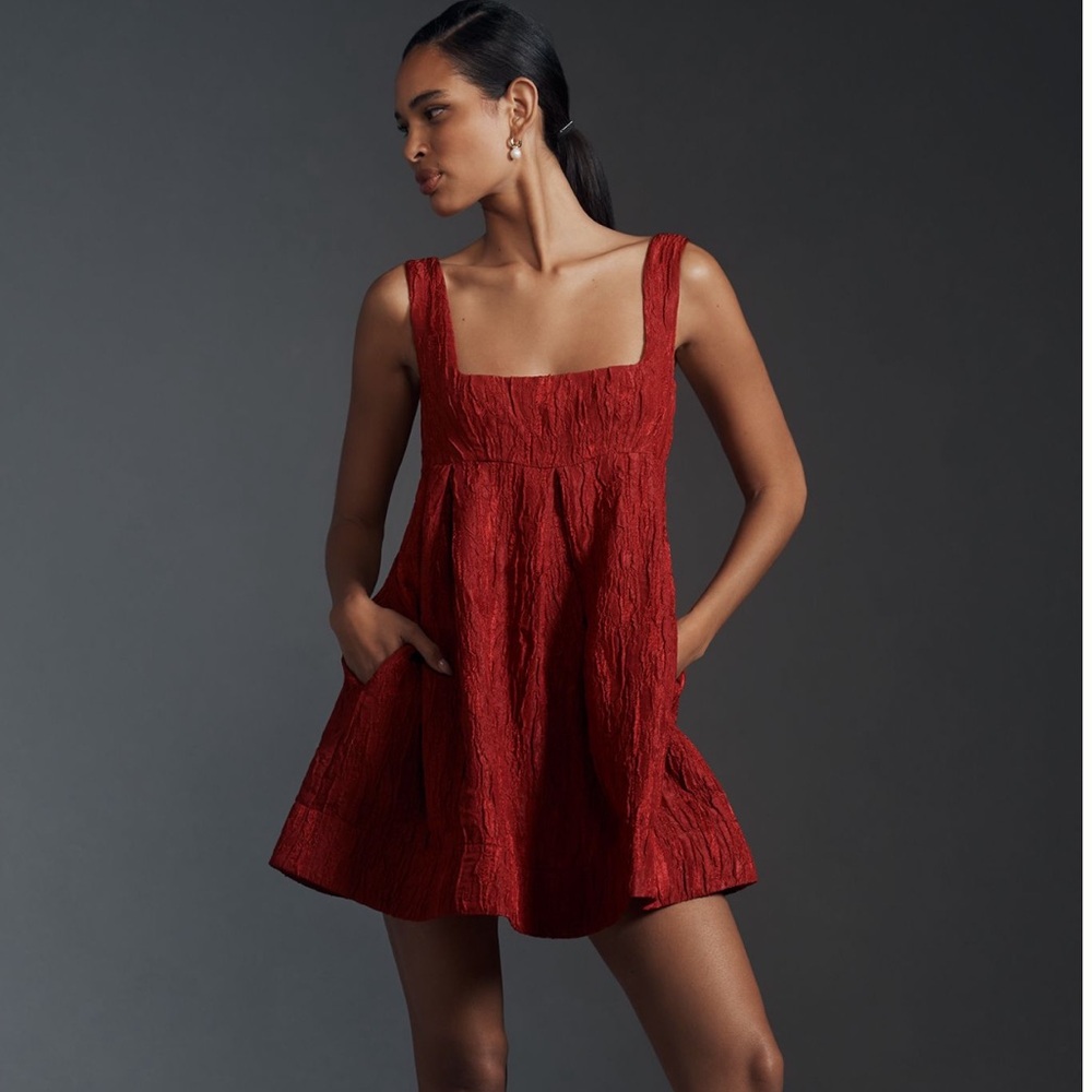 NWT Anthropologie Maeve Sleeveless Squareneck Textured Babydoll Minidress XL